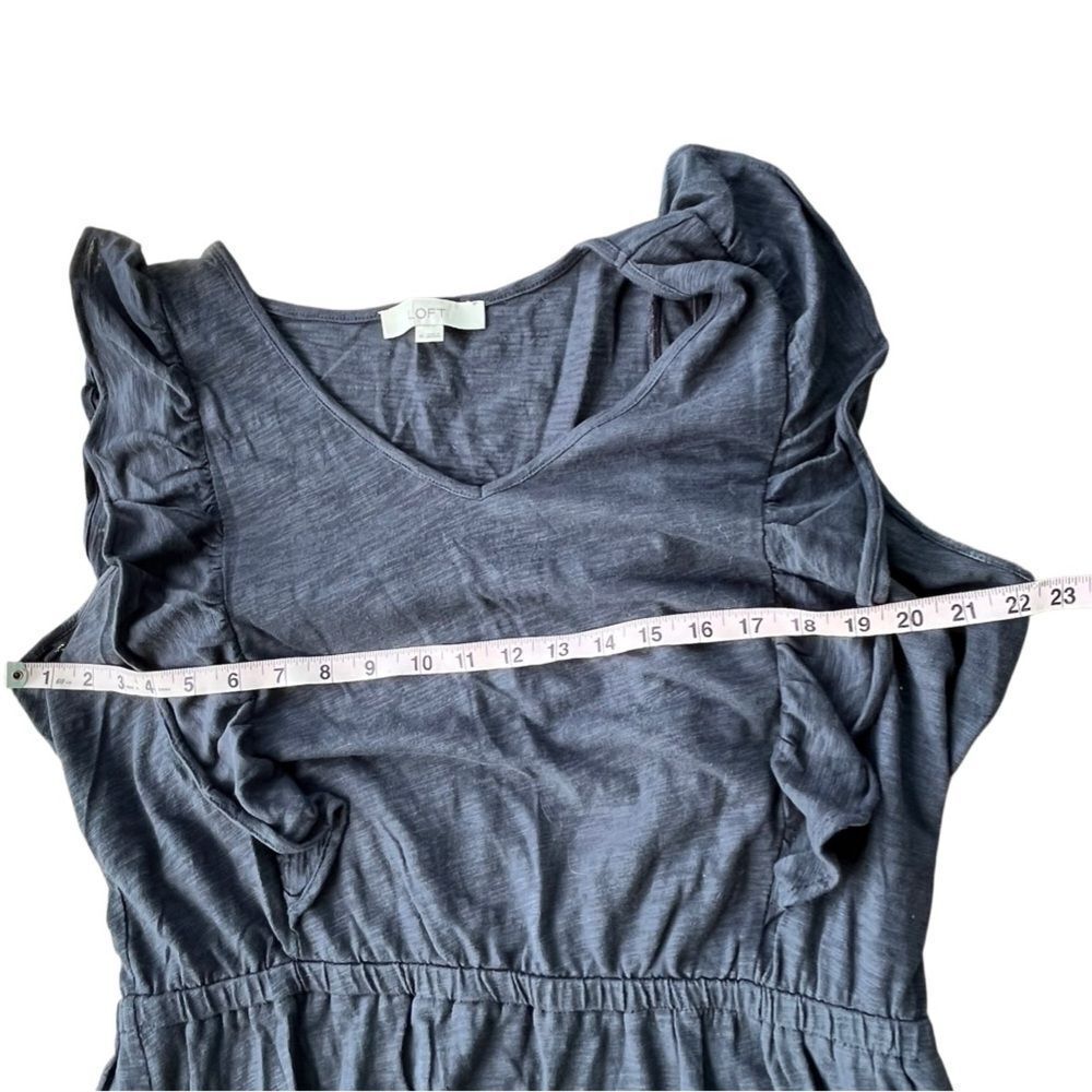 LOFT Dark Gray Sleeveless Ruffle Dress – Size XL - Picture 6 of 11